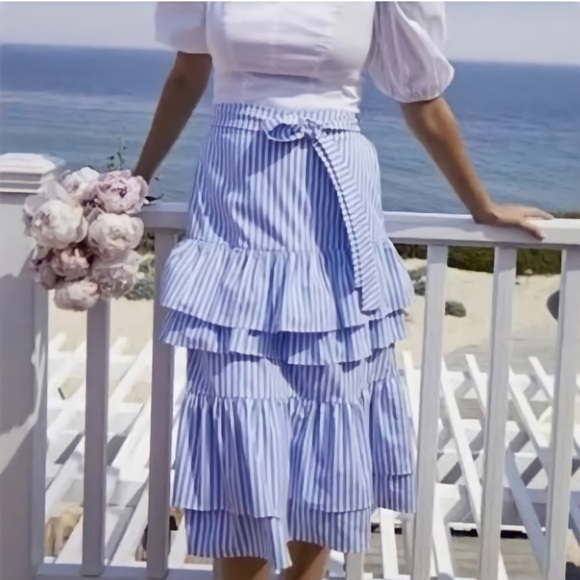 Rachel Parcell Stripe Stretch Cotton Tier Skirt - Picture 2 of 4